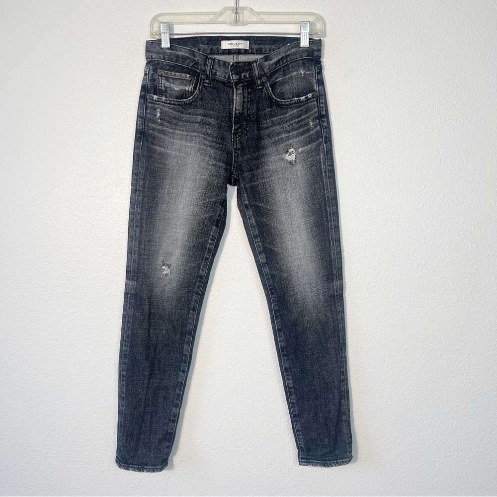 Moussy Vintage Prichard Skinny Jeans Faded Black Denim Distressed Size 25 - Picture 2 of 9